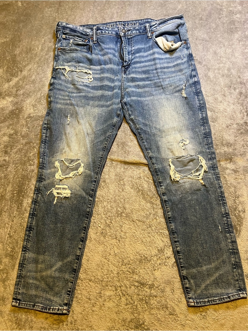 American Eagle Outfitters Slim Straight Distressed Blue Jeans